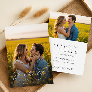 Reserve A Data Casamento Minimalista Moderno com 2 Fotos