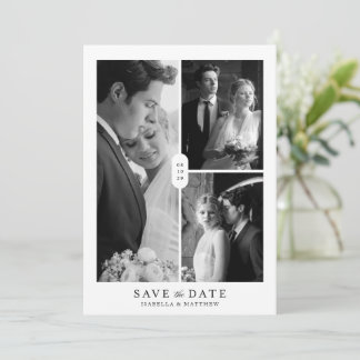 Reserve A Data Casamento Minimalista Moderno com Múltiplas Fotos