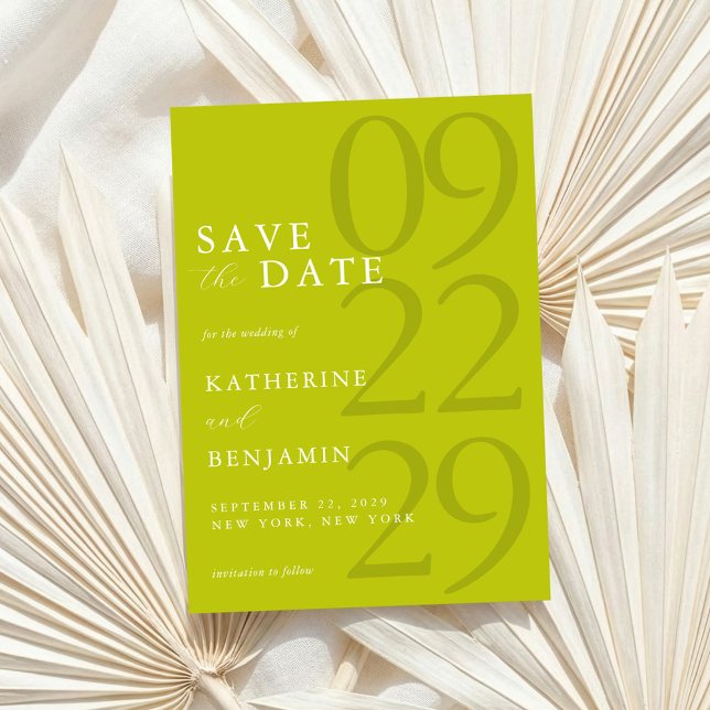 Reserve A Data Casamento Minimalista Moderno em Chartreuse (Criador carregado)