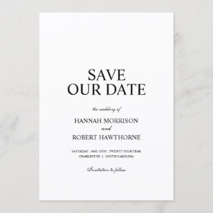 Reserve A Data Casamento Minimalista Moderno Preto e Branco Elega