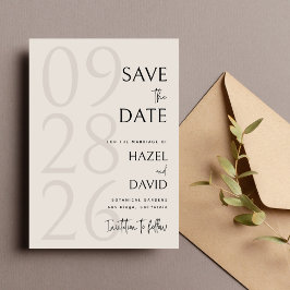 Reserve A Data Casamento Minimalista Moderno Preto e Marfim