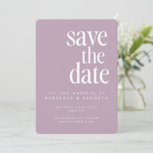 Reserve A Data Casamento Minimalista Moderno Roxo Malva