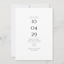 Reserve A Data Casamento Minimalista Preto e Branco