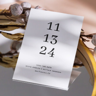 Reserve A Data Casamento Minimalista Preto e Branco Data Grande