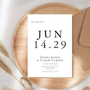 Reserve A Data Casamento Minimalista Preto e Branco Moderno