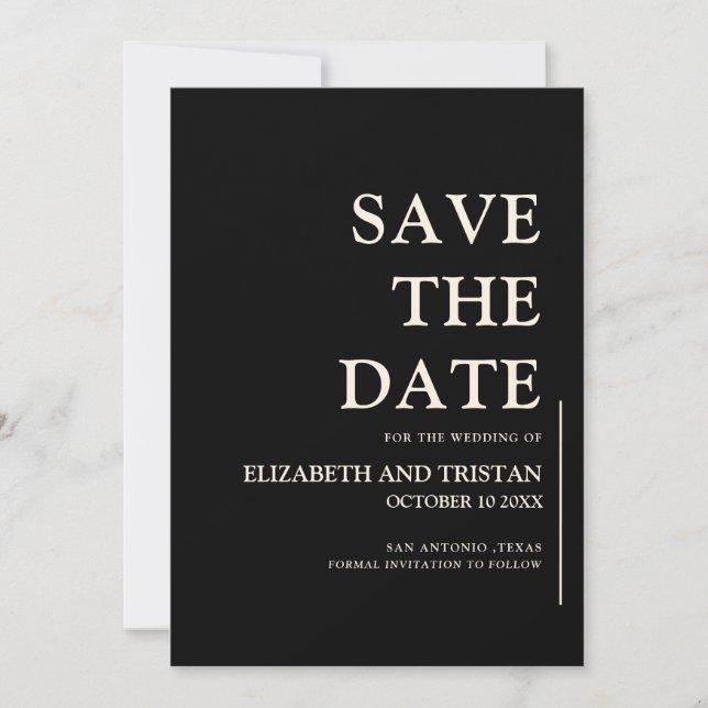 Reserve A Data Casamento Minimalista Preto Simples (Frente)