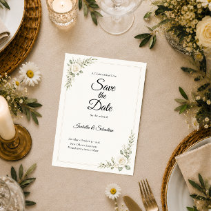 Reserve A Data Casamento Minimalista Rosa de Marfim Atemporal