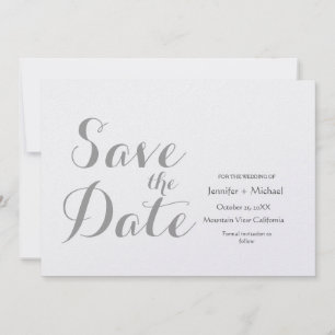 Reserve A Data Casamento Minimalista Simples Cinza Roteiro Caligr