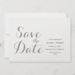 Reserve A Data Casamento Minimalista Simples Cinza Roteiro Caligr
