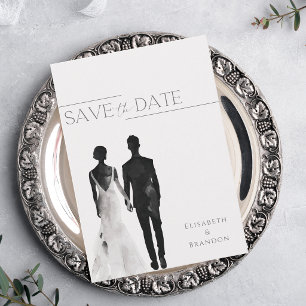 Reserve A Data Casamento Minimalista Simples Silhueta Aquarela