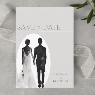 Reserve A Data Casamento Minimalista Simples Silhueta Aquarela
