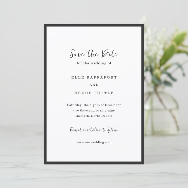 Reserve A Data Casamento Minimalista Tipografia Moderna (Em pé/Frente)