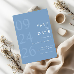 Reserve A Data Casamento Minimalista Tipografia Moderna Azul Empo
