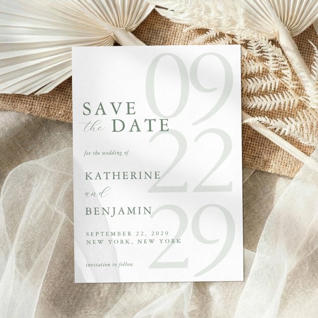 Reserve A Data Casamento Minimalista Verde Sage Moderno (Criador carregado)