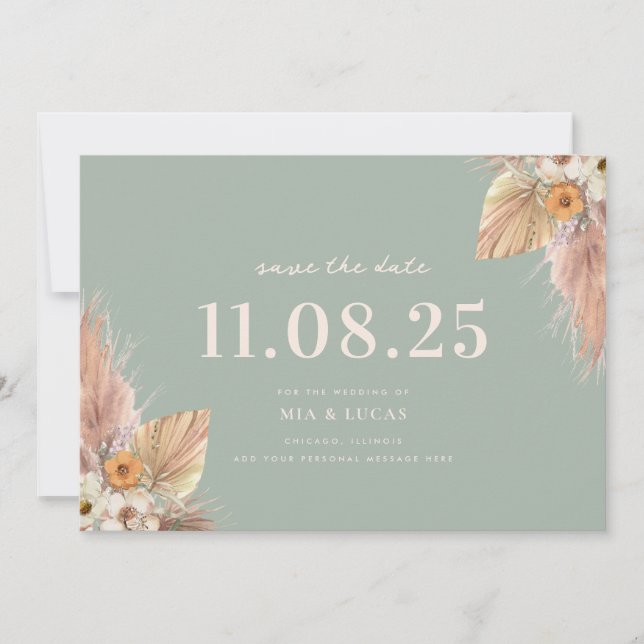 Reserve A Data Casamento Mínimo De Boho Chic Salve A Data (Frente)