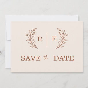 Reserve A Data Casamento Mínimo de Ferida Botânica Monograma