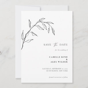 Reserve A Data Casamento Mínimo de Folha Botânica Moderno