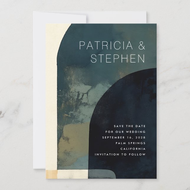 Reserve A Data Casamento Mínimo de Forma de Arch de Fotografia de (Frente)