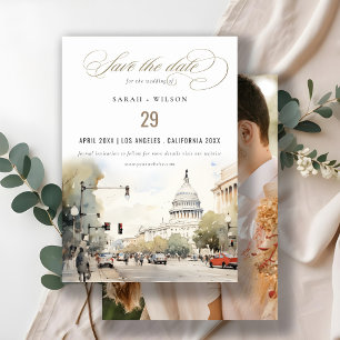Reserve A Data Casamento Mínimo de Foto por Aquarela Washington D