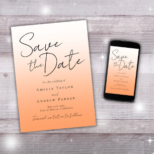 Reserve A Data Casamento Mínimo de Script Peach Orange Fuzz Elega