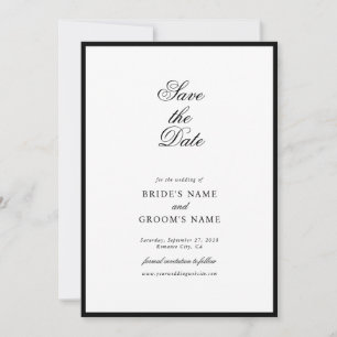 Reserve A Data Casamento Mínimo Elegante do Monograma Branco Negr