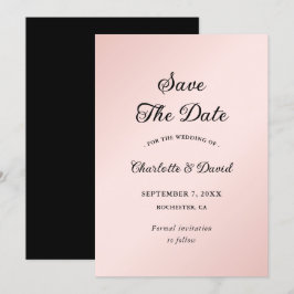 Reserve A Data Casamento Mínimo Elegante Negro e Rosa Esbranquiça
