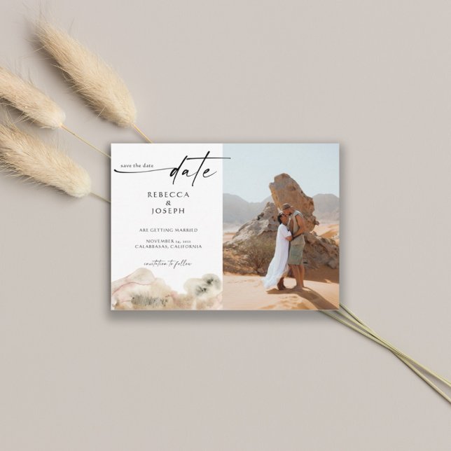 Reserve A Data Casamento Mínimo Moderno de Aquarela (Criador carregado)