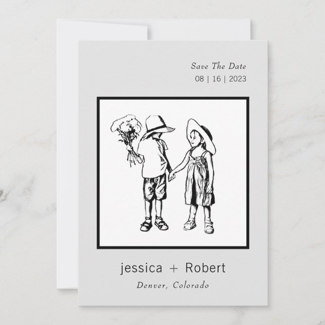 Reserve A Data Casamento mínimo moderno de Design doce (Frente)