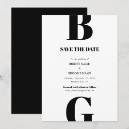 Reserve A Data Casamento Mínimo Moderno do Monograma Negro e Bran