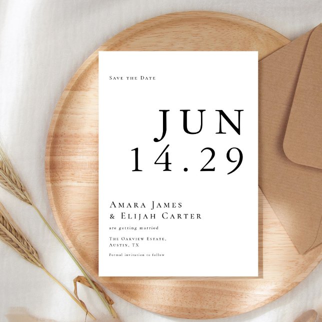 Reserve A Data Casamento mínimo preto e branco moderno (Criador carregado)