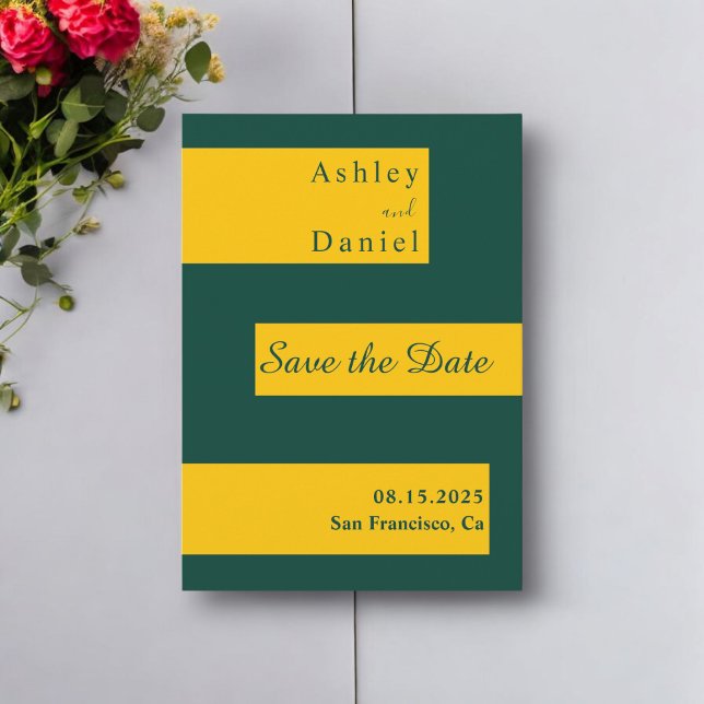 Reserve A Data Casamento Mínimo Verde E Dourado Moderno E Elegant (Criador carregado)