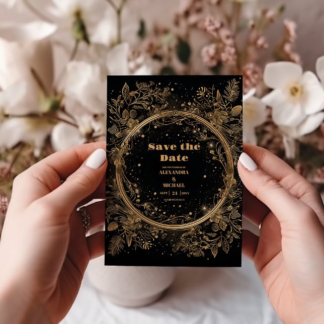 Reserve A Data Casamento Místico Celestial Negro e Dourado (Criador carregado)