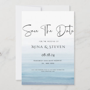 Reserve A Data Casamento moderno à beira-mar com aquarela