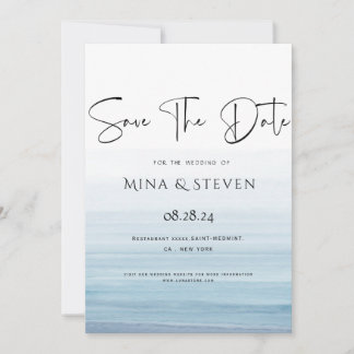 Reserve A Data Casamento moderno à beira-mar com aquarela