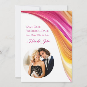 Reserve A Data Casamento Moderno - Amarelo - Cor-de-Rosa-Fotográf