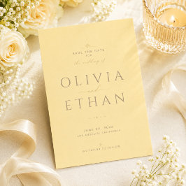 Reserve A Data Casamento Moderno Amarelo Manteiga