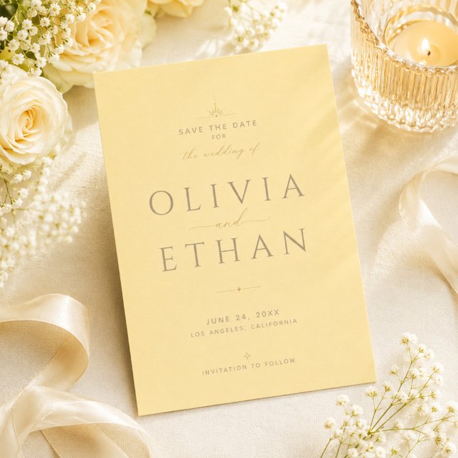 Reserve A Data Casamento Moderno Amarelo Manteiga (Criador carregado)