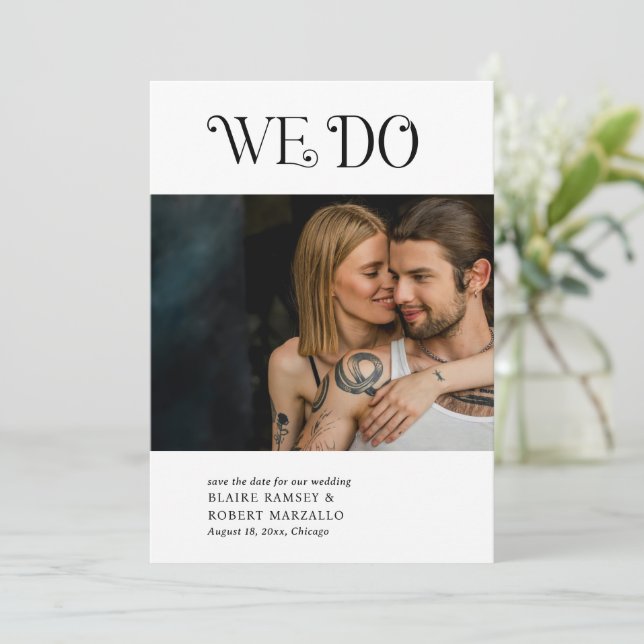 Reserve A Data Casamento Moderno Blaire Preto e Branco (Em pé/Frente)