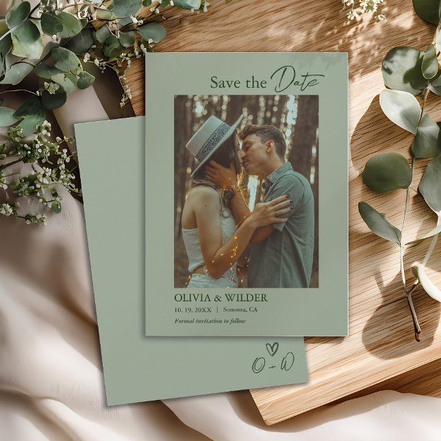 Reserve A Data Casamento Moderno Boho Verde Sage (Criador carregado)