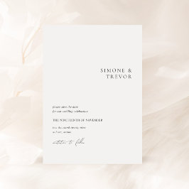 Reserve A Data Casamento Moderno Branco e Negro Limpo