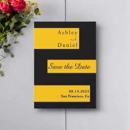 Reserve A Data Casamento Moderno Chic Preto E Dourado Elegante Mi