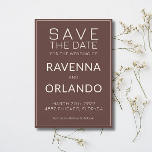 Reserve A Data Casamento Moderno Chocolate Marfim Dinheiro Antigo