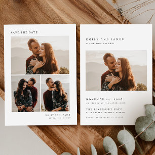 Reserve A Data Casamento Moderno com Colagem de 4 Fotos