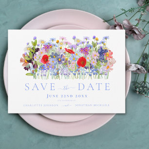 Reserve A Data Casamento Moderno com Flores Silvestres Coloridas
