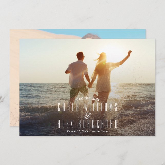 Reserve A Data Casamento Moderno com Foto Chic (Frente/Verso)