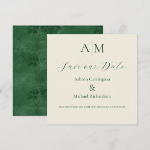 Reserve A Data Casamento Moderno com Monograma Verde