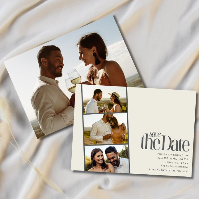 Reserve A Data Casamento Moderno da Faixa de Fotos Salvar a Data (Photo Strip Modern Wedding Save the Date)