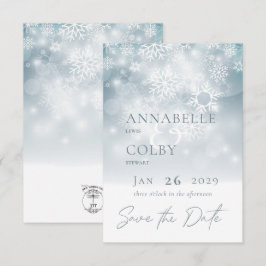 Reserve A Data Casamento Moderno da Neve Azul de inverno