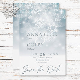 Reserve A Data Casamento Moderno da Neve Azul de inverno