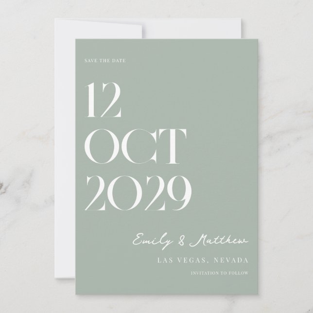 Reserve A Data Casamento Moderno de Chic Minimalista (Frente)